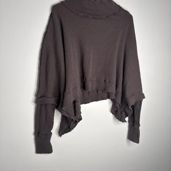 Free People We The Free Moon Daisy Thermal Pullover Horseshoe Large Sweater - Picture 7 of 12